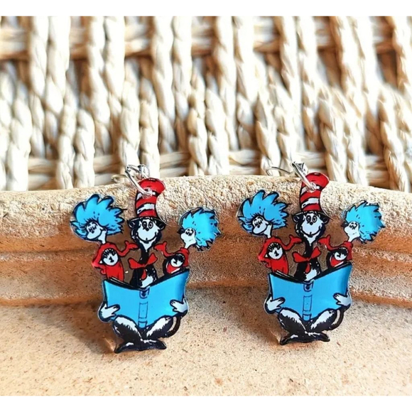 Earrings Blue Red - Picture 1 of 2
